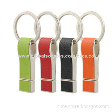 USB pen drive, leather cover, embossing artwork, available in various colors
